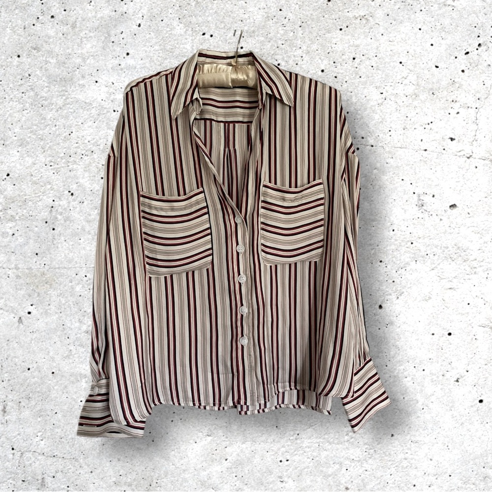 Free People womens satin  Striped Shirt - sz S